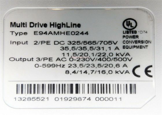 Lenze E94AMHE0244の可変的な頻度インバーターSERVOは9400のシリーズを325/565/705 V DC 11.5-22 KV運転する