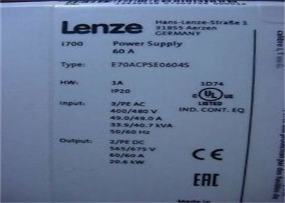 Lenze E70ACPSE0604Sの可変的な頻度インバーター電源は電圧を400 Vacの出力電流60のAmp入れた