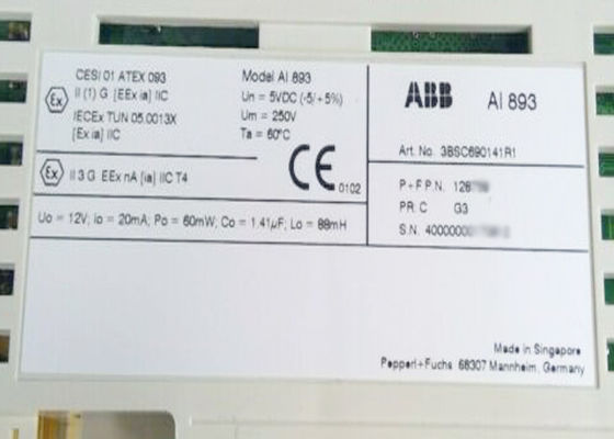 AI893 PLC入力/出力モジュール3BSC690141R1 S800のTC/RTDモジュールをアナログ入力