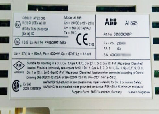AI895 S800 PLC入力/出力モジュール3BSC690086R1のTC/RTDモジュール12bitをアナログ入力