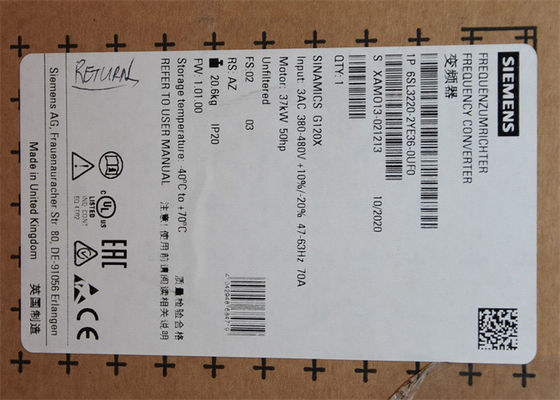 6SL3220-2YE36-0UF0 Siemens 380-480 V SINAMICS G120Xの評価される力:110% 60sの37のkW
