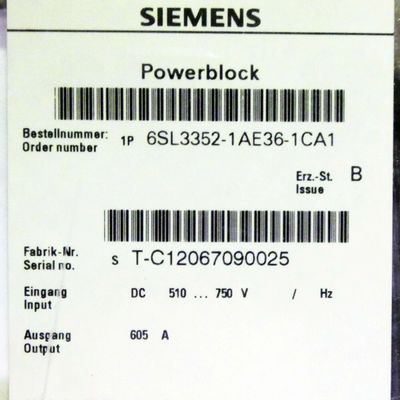 Siemens 6SL3352-1AE38-4CA1は510-750 VDC 840のAMPアセンブリ コンダクター棒にニスをかけた