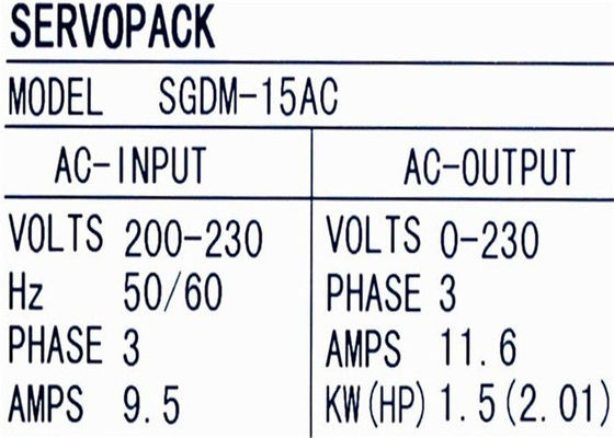 SGDM-15AC サーボパック ヤスカワ 電動サーボドライブ 1.5KW 200 - 230 V-AC 段階:3