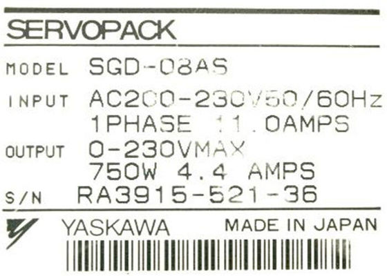 SGDE-08AS ヤスカワ電動サーボ駆動入力1相11.0AMPS工業サーボパック
