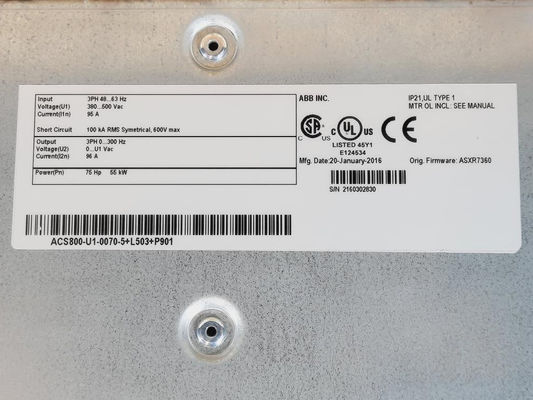 ABB周波数変換器 ACS800-04-0210-3+D150+L503+P901 132 kW 240 A 48... 63 Hz