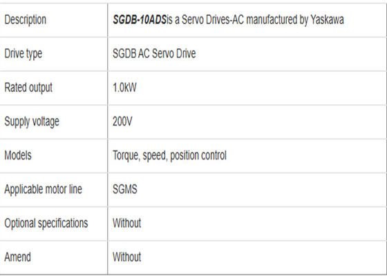 ヤスカワ SGDB-10ADS 200V ACサーボドライブ オリジナル新品