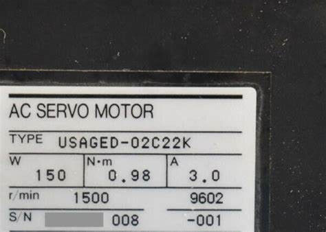 200Wヤスカワ工業交流サーボモーター USAGED-02C22K 全新