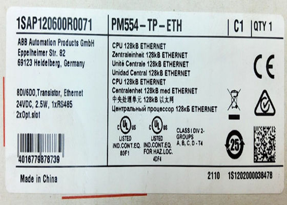 ABB PM554-TP-ETH 1SAP120600R0071 AC500 Prog. ロジックコントローラ 128kB 8DI/6DO-T ETH 24VDC