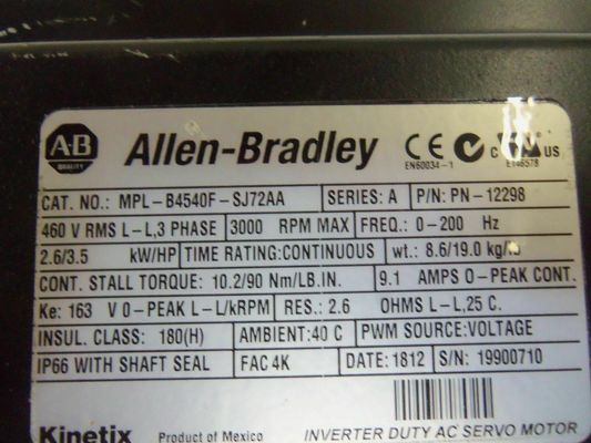ALLEN-BRADLEY MPL-B4540F-SJ2AA MPLシリーズ MPL 480V AC回転サーボモーター