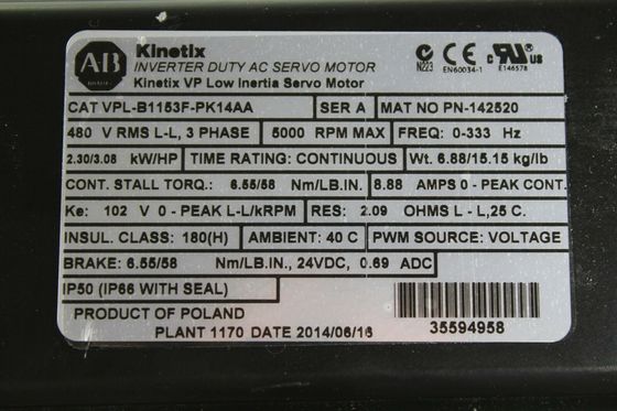アレン・ブラッドリー VPL-B1153F-PK14AA キネティックス VP 低慣性サーボモーター