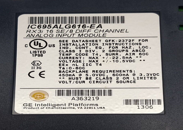GE IC695ALG616 PACSystems RX3i アナログ入力モジュール,電流/電圧, 16/8チャネル