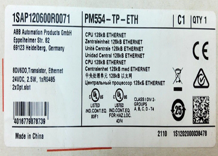 ABB PM554-TP-ETH 1SAP120600R0071 AC500 Prog. ロジックコントローラ 128kB 8DI/6DO-T ETH 24VDC